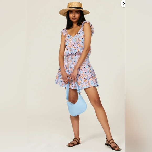 Ramy Brook Dresses & Skirts - Ramy Brooke Printed Angelina Dress Floral Smocked Waist Ruffle Straps Sz L